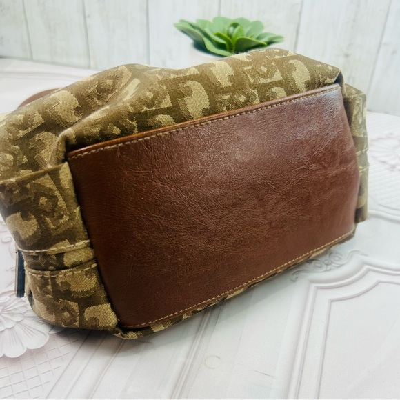 Y2K Rosetti Faux Leather Canvas Beige Tan And Brown Bag Multi Compartments small - Picture 11 of 13